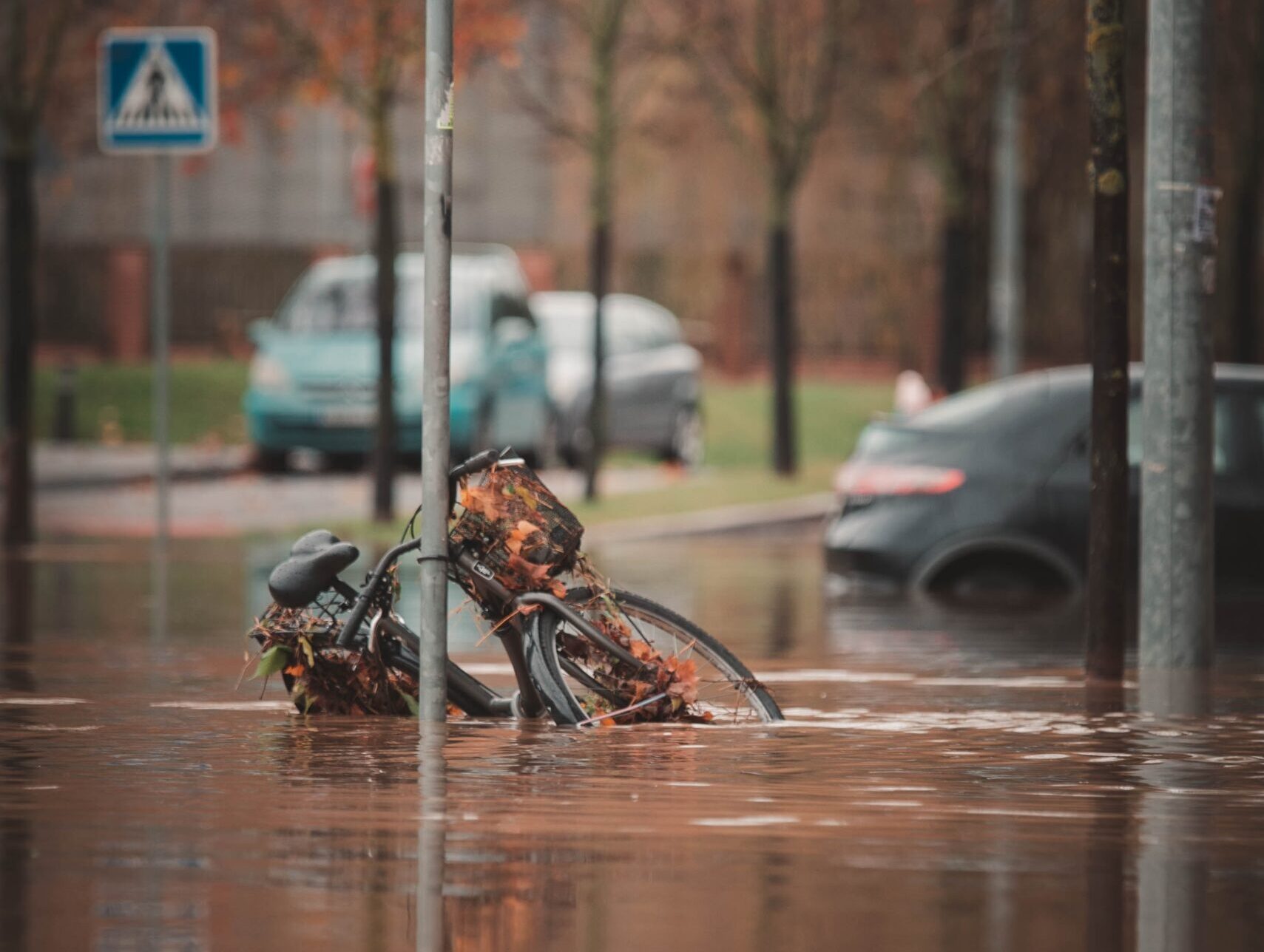 Bike submerged in water
