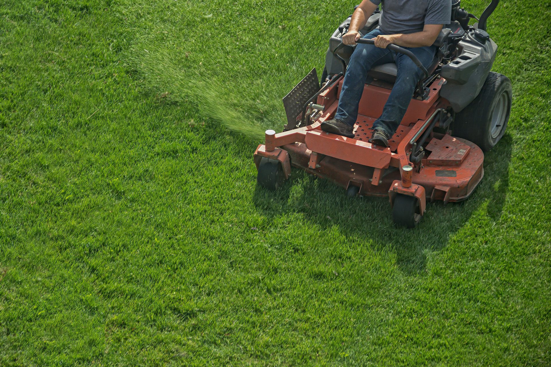 mowing the grass